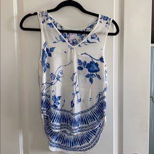 Royal blue and white floral top